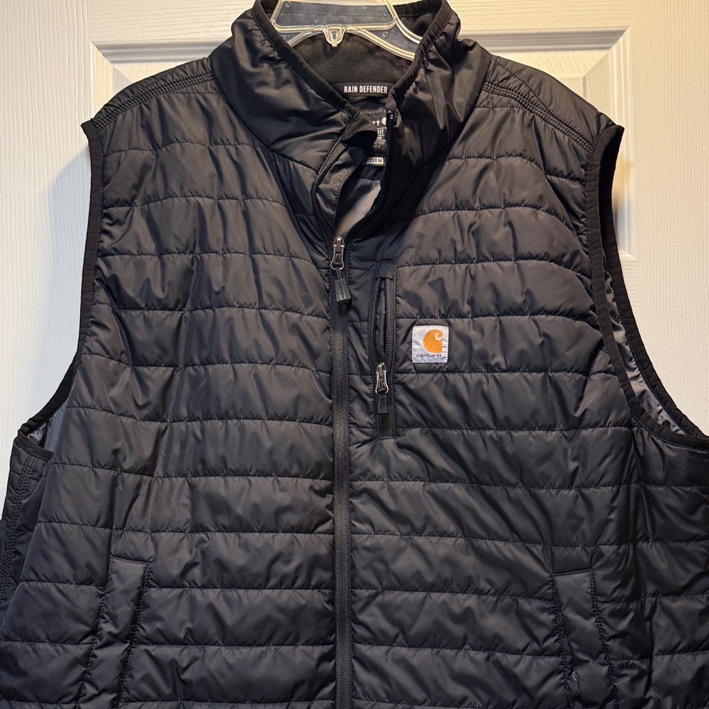 Carhartt Men's Black Quilted Insulated Vest with Logo Patch